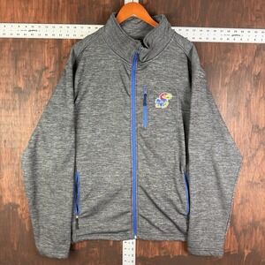Kansas Jayhawks Full Zip Fleece Performance  Jacket Colosseum Gray Mens 2XL NCAA